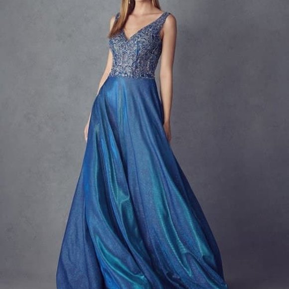 V-Neck Sleeveless A-Line Shape Prom Dress JT225